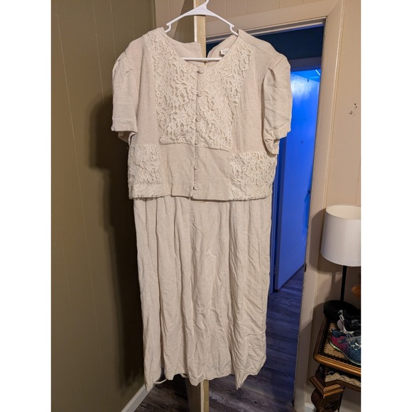 Lady Dorby Dresses & Skirts - Vintage Lady Dorby Blouson Dress‎ Layered Midi Lace Cottagecore 16W